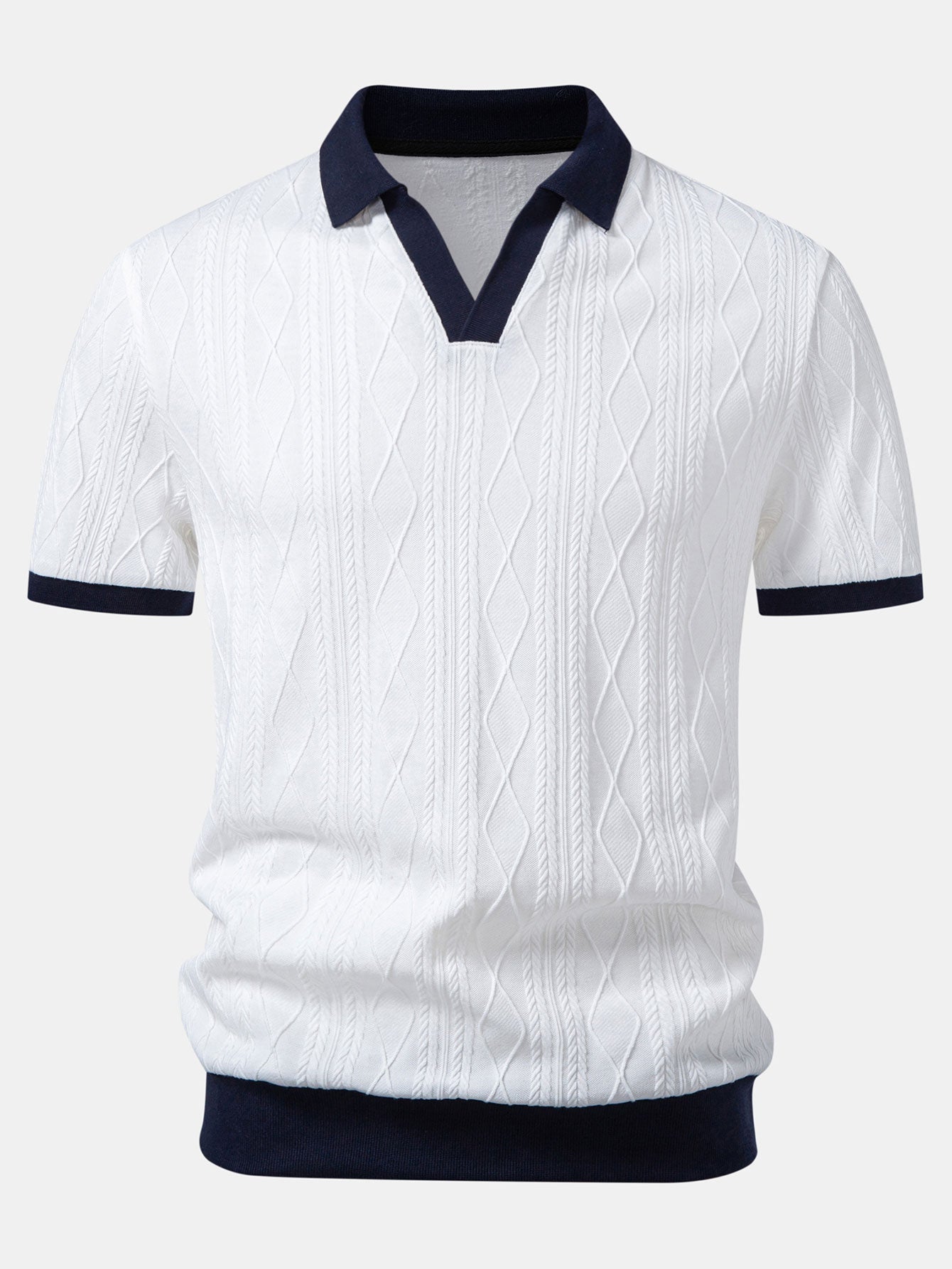 Contrast Geometry Jacquard Knit Polo
