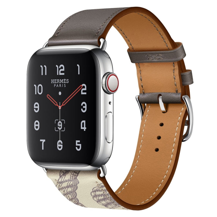 Lisslune | For Apple Watch Series 9&8&7 41 mm / SE 3&SE 2&6&SE&5&4 40 mm / 3&2&1 38 mm Silk Pattern Leather Watch Band (Gray)