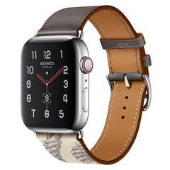 Lisslune | For Apple Watch Series 9&8&7 41 mm / SE 3&SE 2&6&SE&5&4 40 mm / 3&2&1 38 mm Silk Pattern Leather Watch Band (Gray)