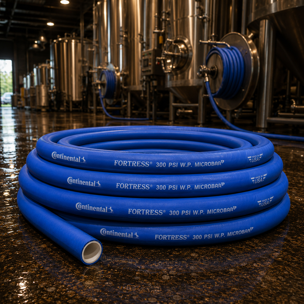 Continental Fortress 300 Blue FDA Washdown Hose - Hot/Cold 99°C Rated