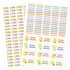 Namensaufkleber Set - personalisiert mit Wunschname für Stifte und alle Schulsachen - Bienen - FOTOFOL