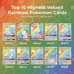 list of rainbow pokemon cards Here's the top 10 most expensive Rainbow Pokémon cards! How many from this list do you own?