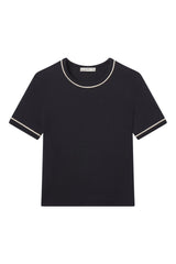 Frame Denim Ringer Baby Tee in Navy Multi