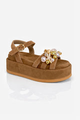 Sandali Platform Apepazza Peony 02 in suede Cognac