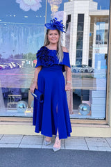 Kevan Jon Kyoto skater flare dress in cobalt blue