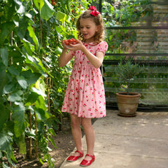 Gingham Cherry Button Front Dress