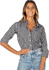 Gigi, Black Gingham Cotton Shirt