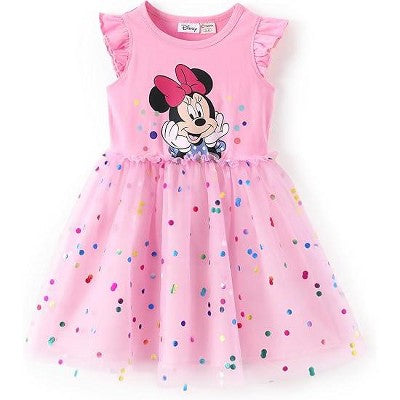Disney Mickey Mouse & Friends Toddler Ruffle Sleeve Birthday Party Tutu Dresses Minnie Pink 2T