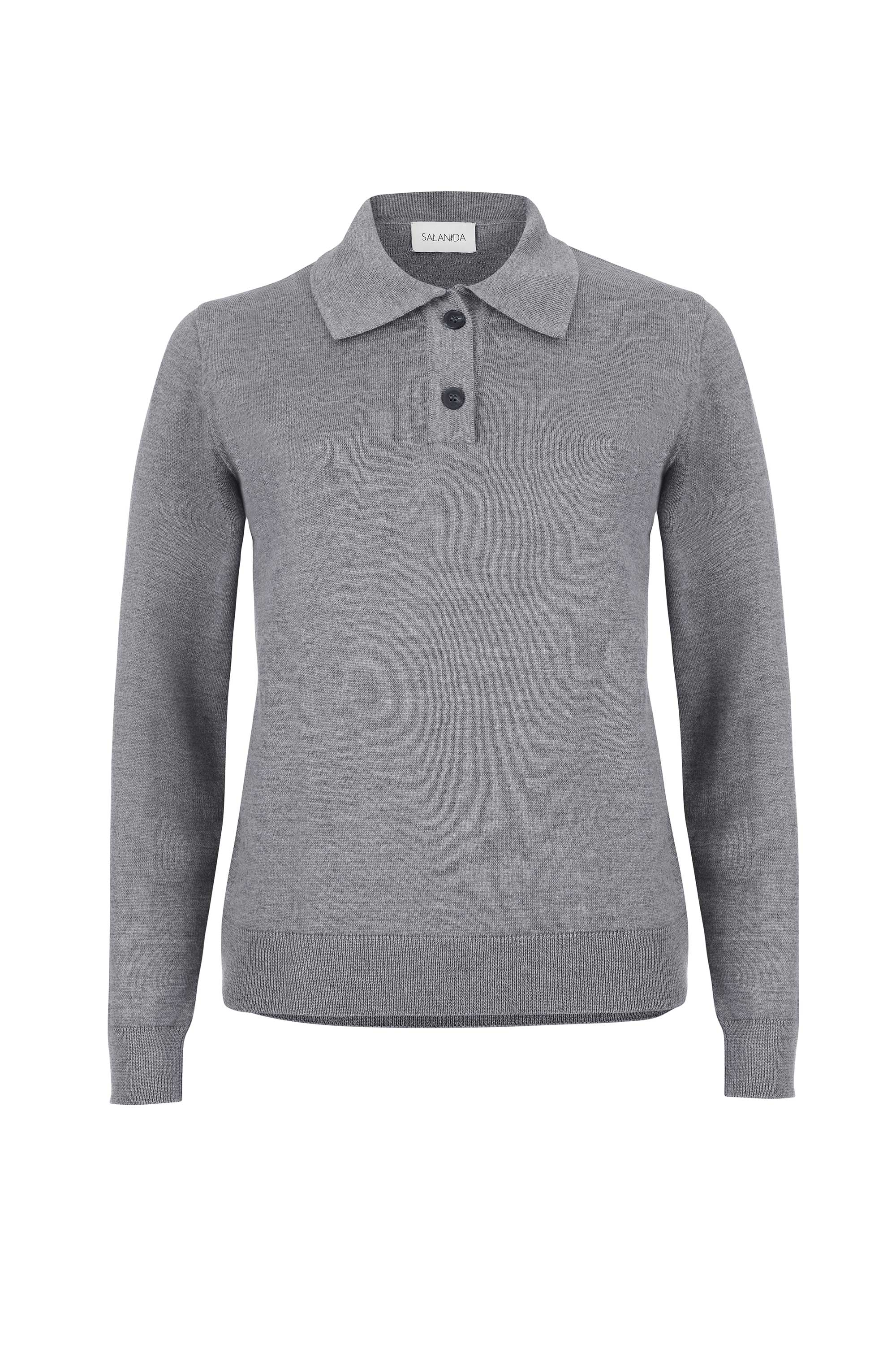 Galante 100% Merino Polo Top Light Grey