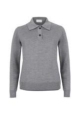 Galante 100% Merino Polo Top Light Grey