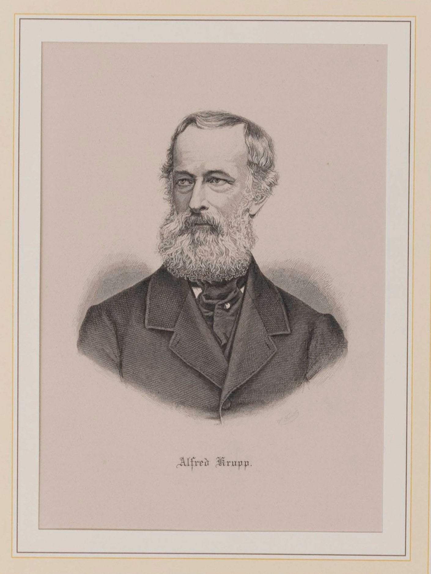 Alfred Krupp - Deutscher Erfinder : Veit Froer - Original Stahlstich - 1880