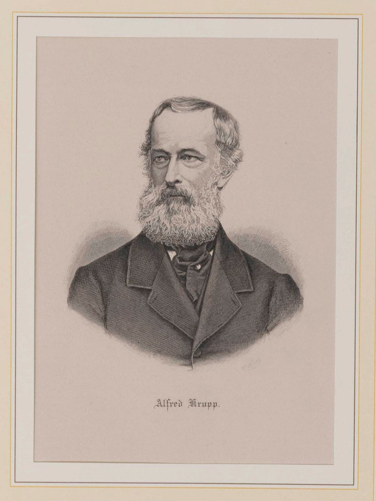 Alfred Krupp - Deutscher Erfinder : Veit Froer - Original Stahlstich - 1880