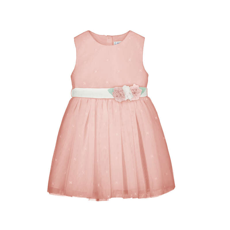 Mayoral Embroidered Tulle Dress - Blossom Pink