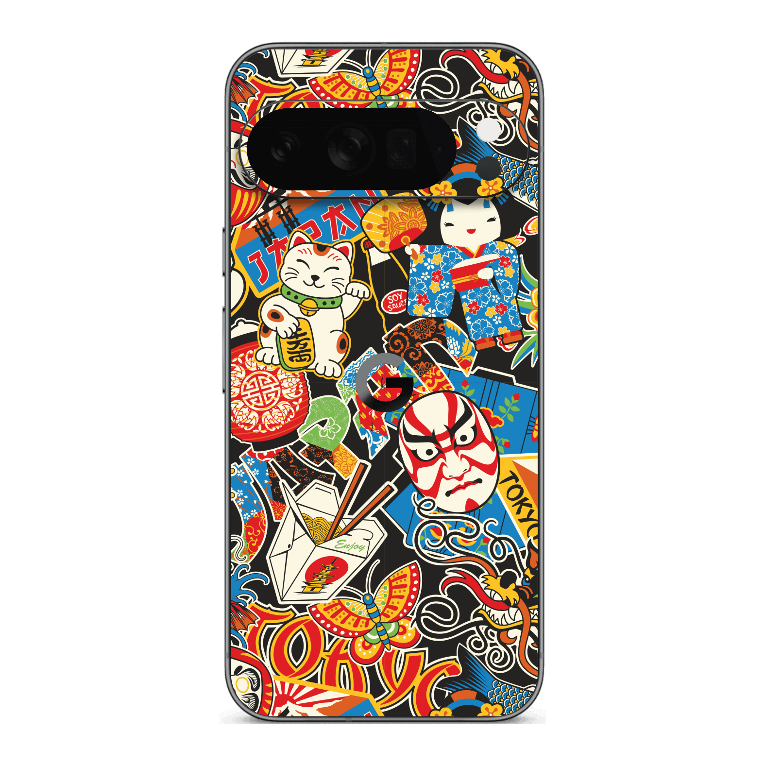 Google Pixel 10 Pro XL Custom Printed SIGNATURE “Manga Tokyo Maneki” Japanese Art Skin Wrap Sticker Decal Cover Protector by QSKINZ | QSKINZ.COM