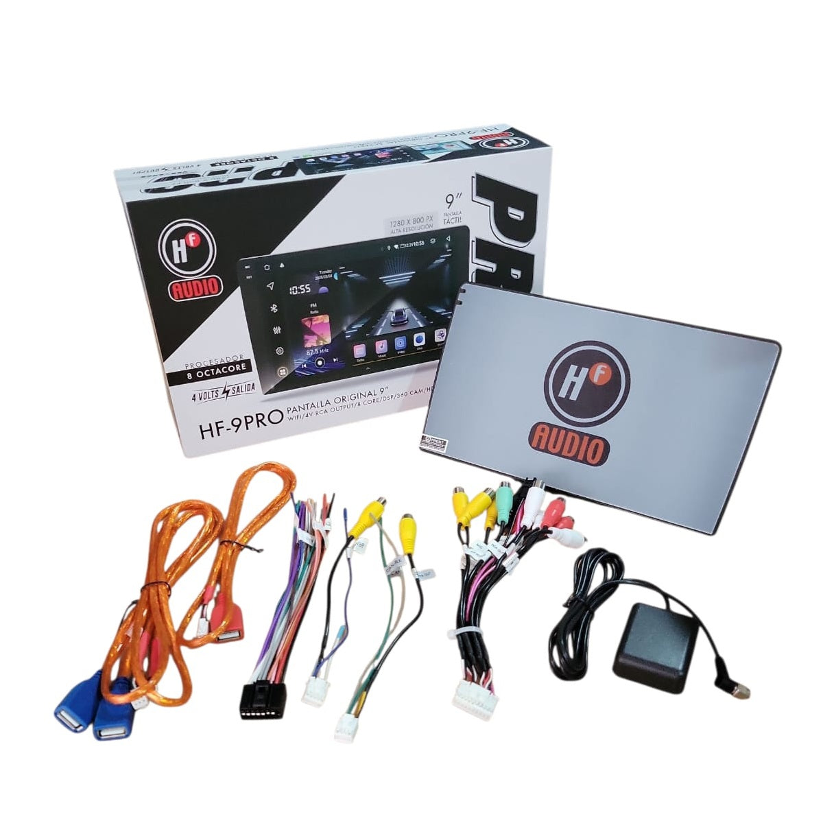 HF-9PRO Pantalla Tactil 9" Compatible con Camaras 360 grados HDMI MP4 Usb Mic Bluetooth DSP Wifi Android Auto y CarPlay HF Audio