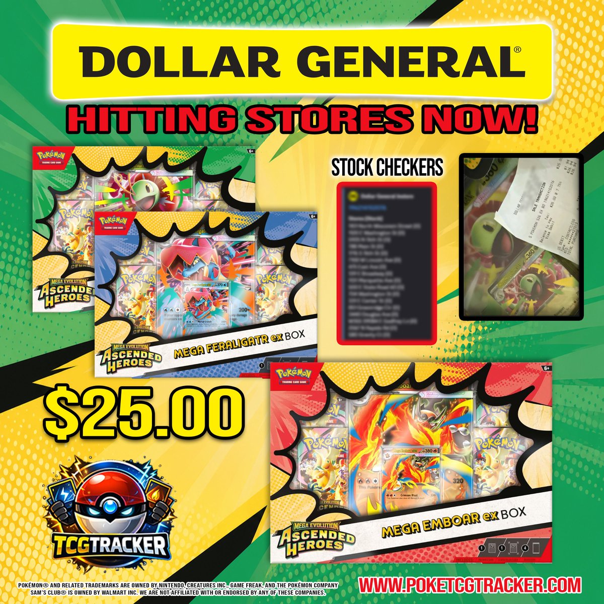 Dollar General stores are starting to receive the new Pokémon Ascended Heroes Mega EX Boxes 👀 Some locations may put product out early, others could hold for reset day. Either way, this