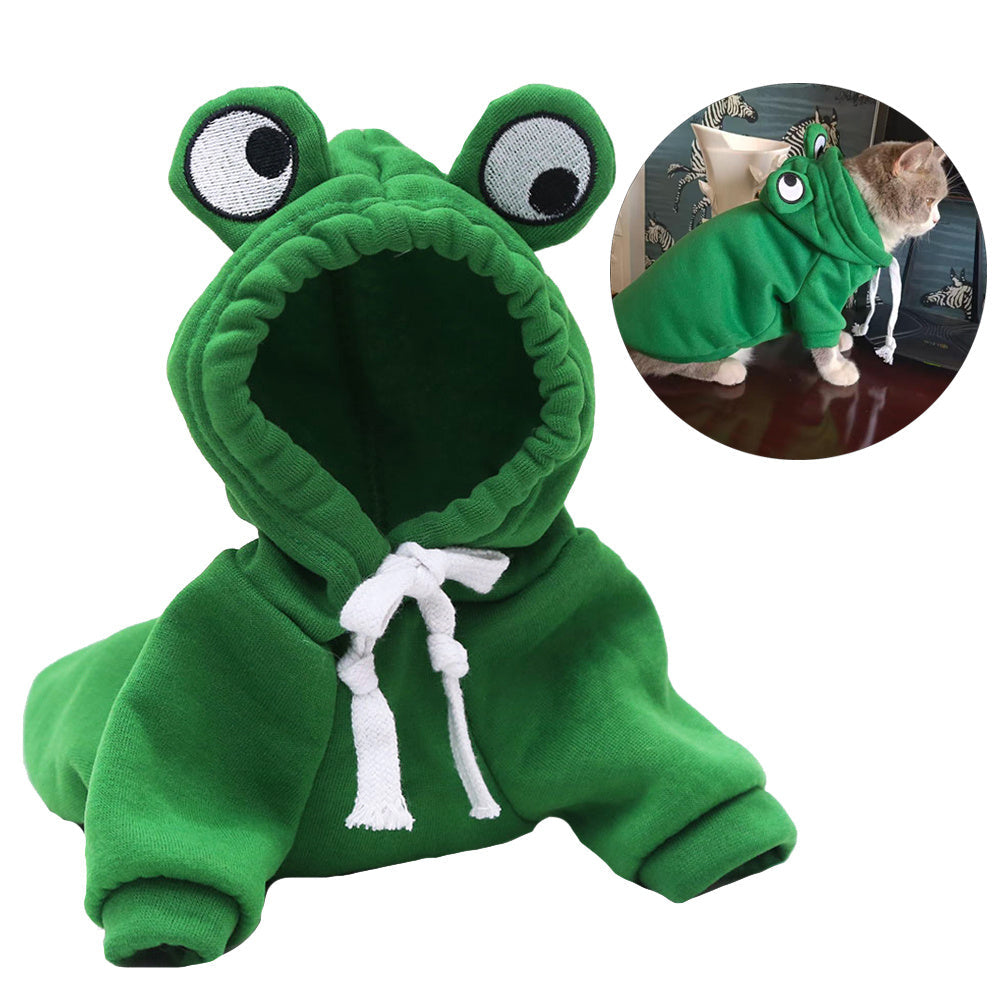 HKM-7755197 Frog Costume Sweatshirt for Small Dogs and Cats – Cozy Hoodies for Autumn Fun