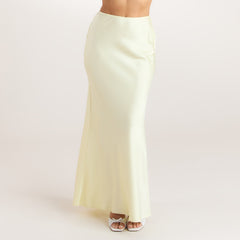 Satin Fitted Maxi-rok - Citroen