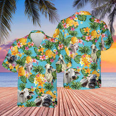 Pineapple Hawaiian Theme For Brahman Cattle Lovers All 3D Printed Hawaiian Shirt HO5445