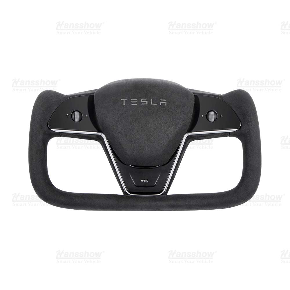 Tesla Model 3/Y Alcantara Black Yoke Steering Wheel (Design Inspired by Model X/S Yoke)