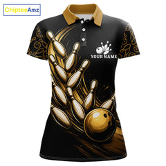 Strike Bowling Gold Yellow Bowling Jerseys For Women Custom Bowling Shirts Team Attire NYN3179