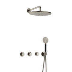 Hotbath Cobber IBS70 inbouw doucheset - ronde handdouche - 30cm hoofddouche - wandarm - wandhouder - Geborsteld Nikkel