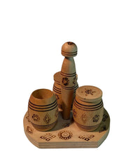 Wooden Spice Set with Ukrainian Folk Pattern