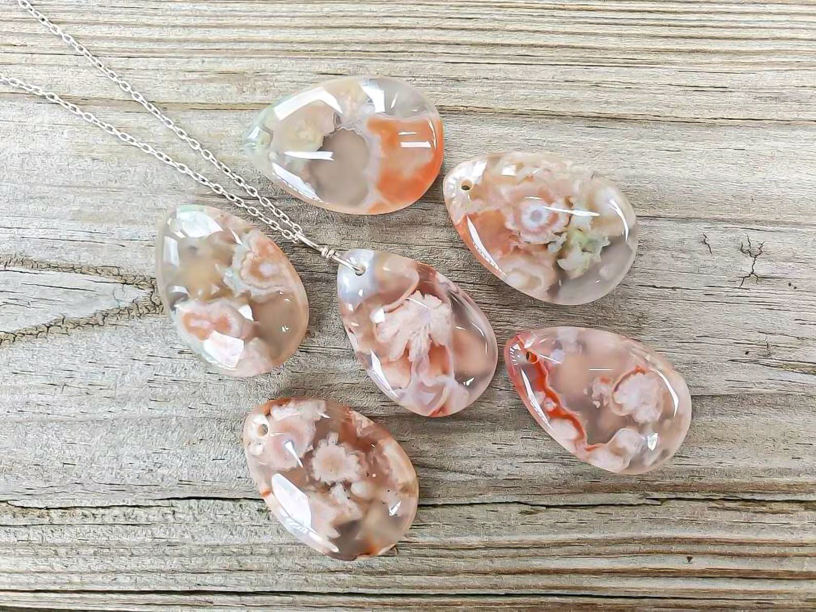 PENDENTIF AGATE FLEUR