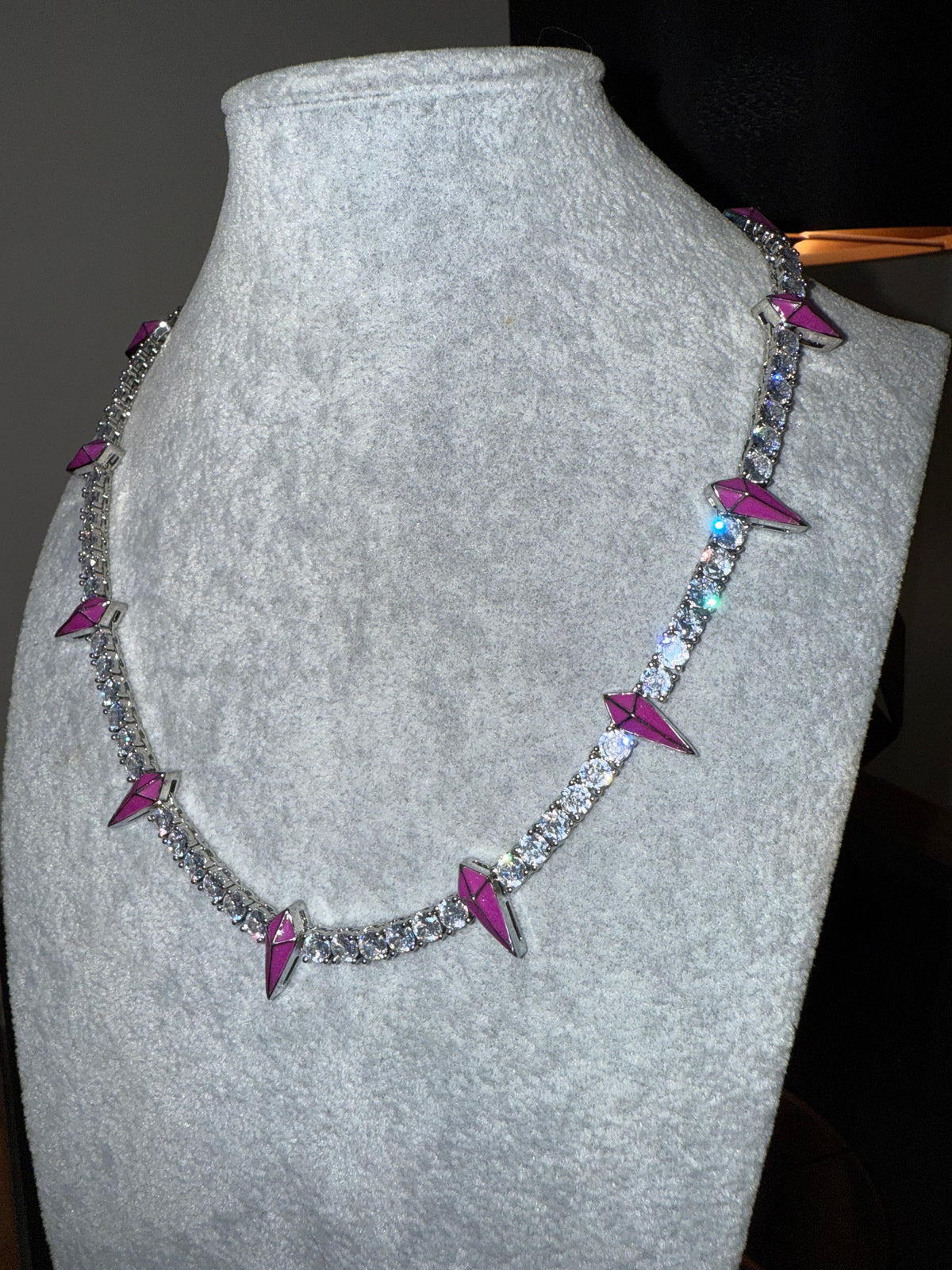 Cadena black Panther full iced 5 ‘mm 50 cm purple  plated 18k