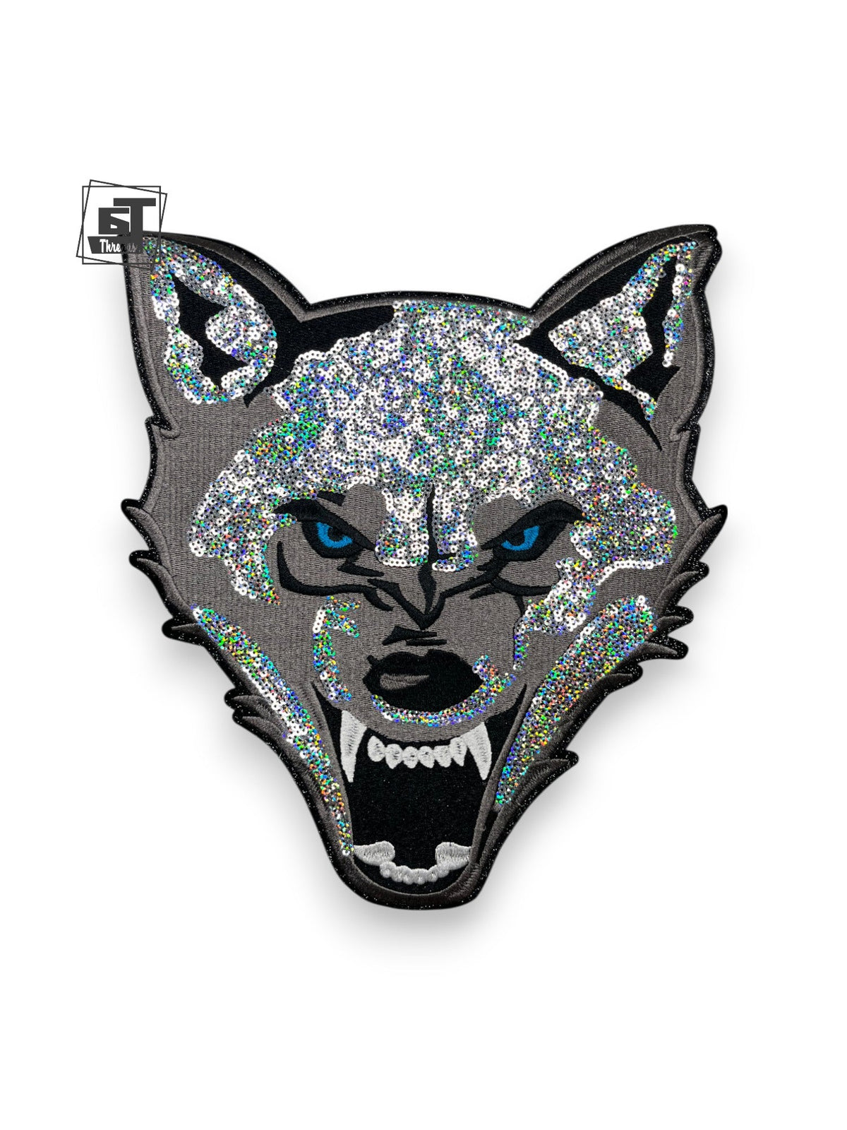 Silver Sequin Wolf Head