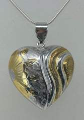 Silver and Gilt Heart on Chain