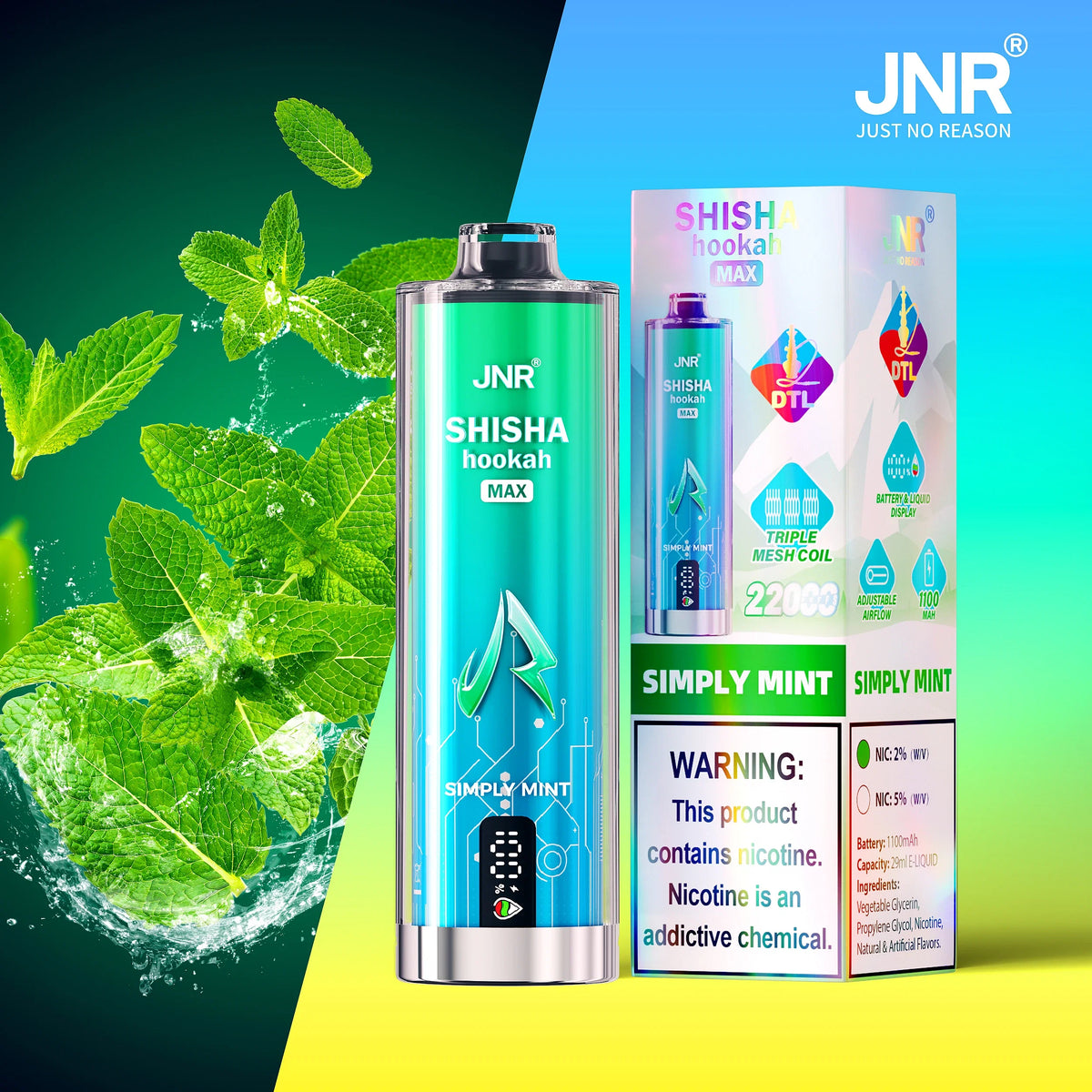Simply Mint JNR Shisha Max 22000 Taff Vape