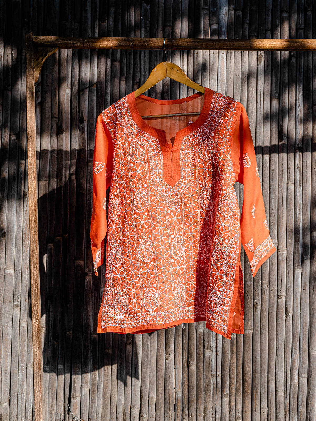 Roshan Orange Chikankari Kurta
