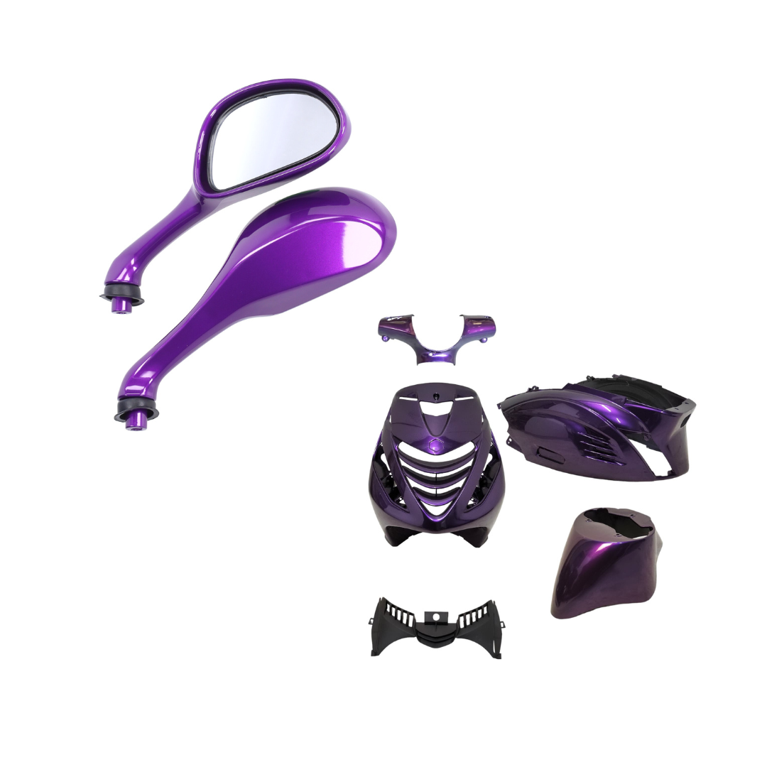 RS1 Kappenset + Runner Spiegels Twilight Paars Piaggio Zip Bundel