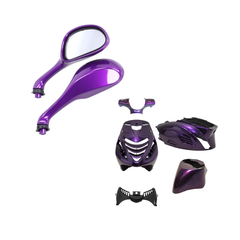 RS1 Kappenset + Runner Spiegels Twilight Paars Piaggio Zip Bundel