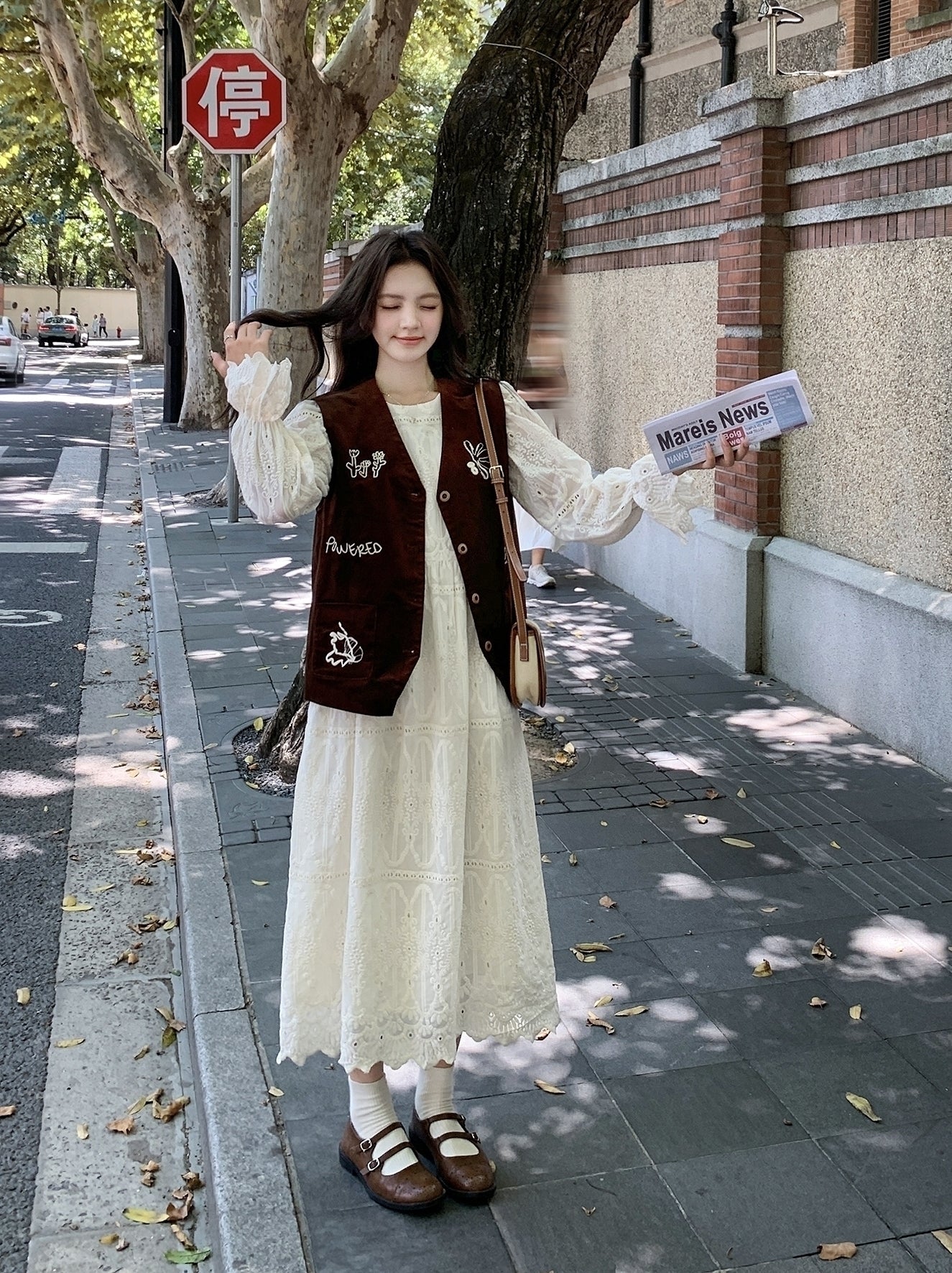 Korean Korean Style Gentle Vest Dress Set Long Sleeve