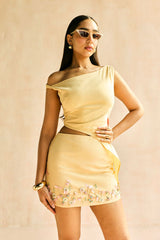 The Liora Linen Embellished Skirt