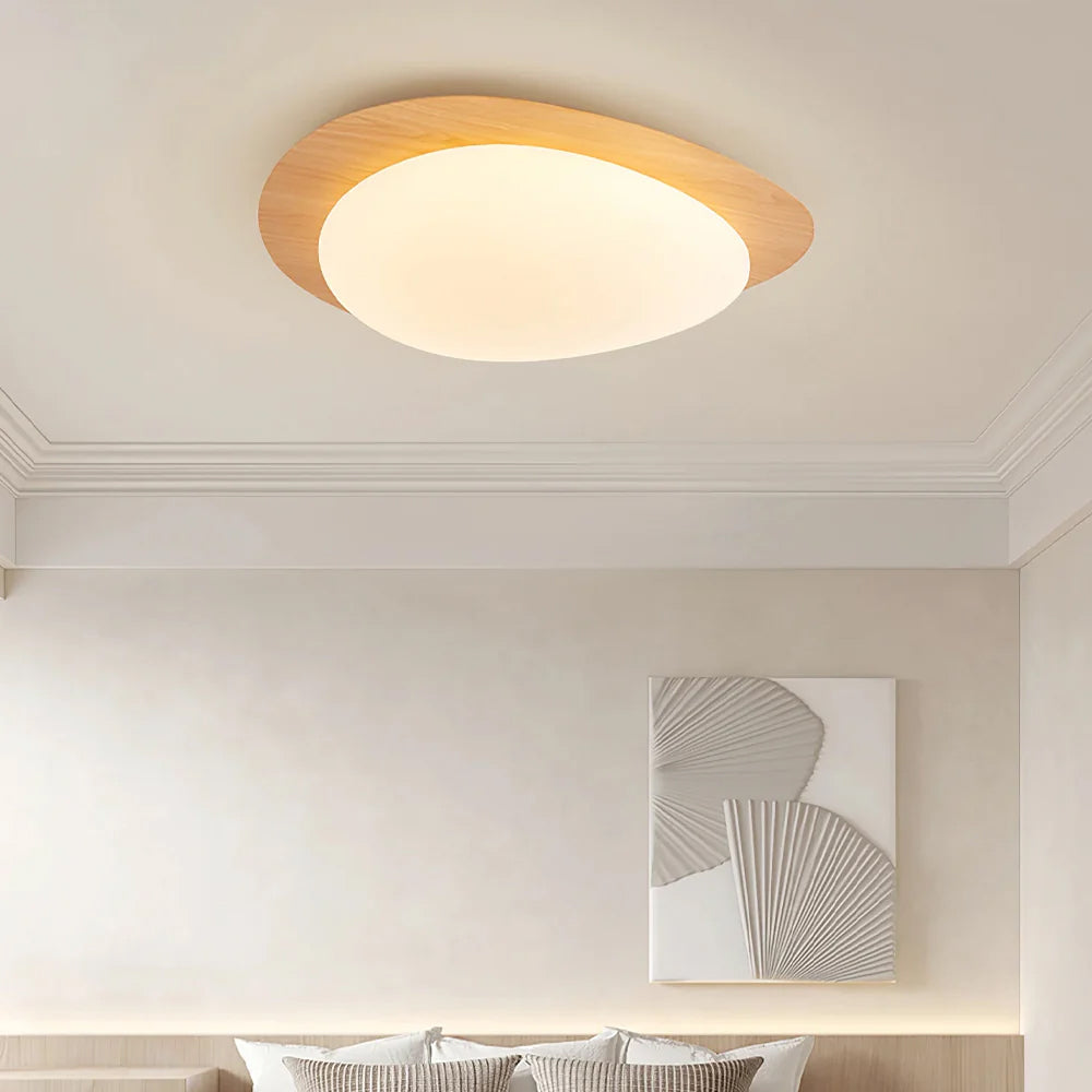Plafonnier Galet Moderne Finition Noyer