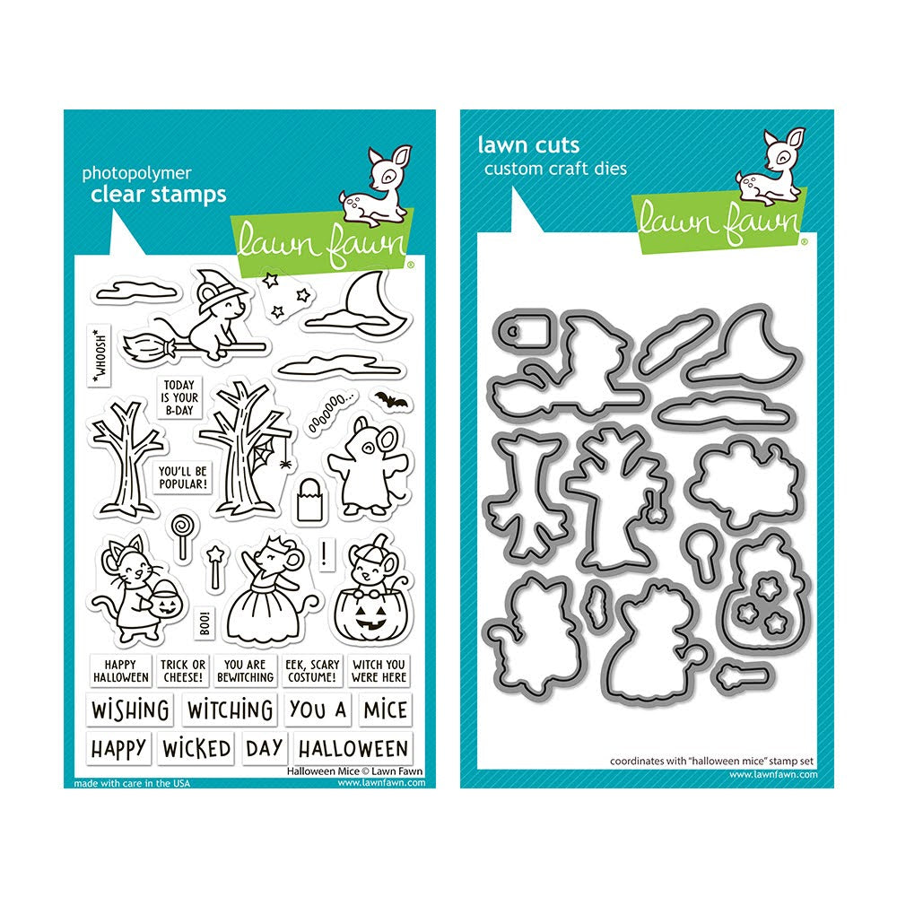 Lawn Fawn Halloween Mice Stamps and Dies Set