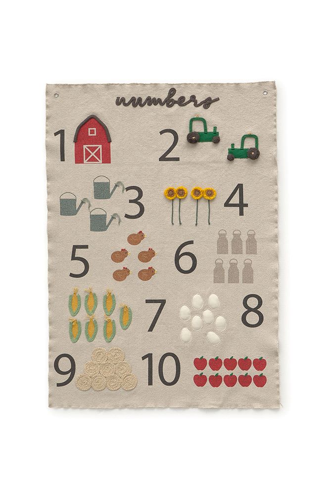 Organic Cotton Farm Numbers Wall Hanger