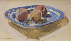 Peaches on Willow Pattern Plate