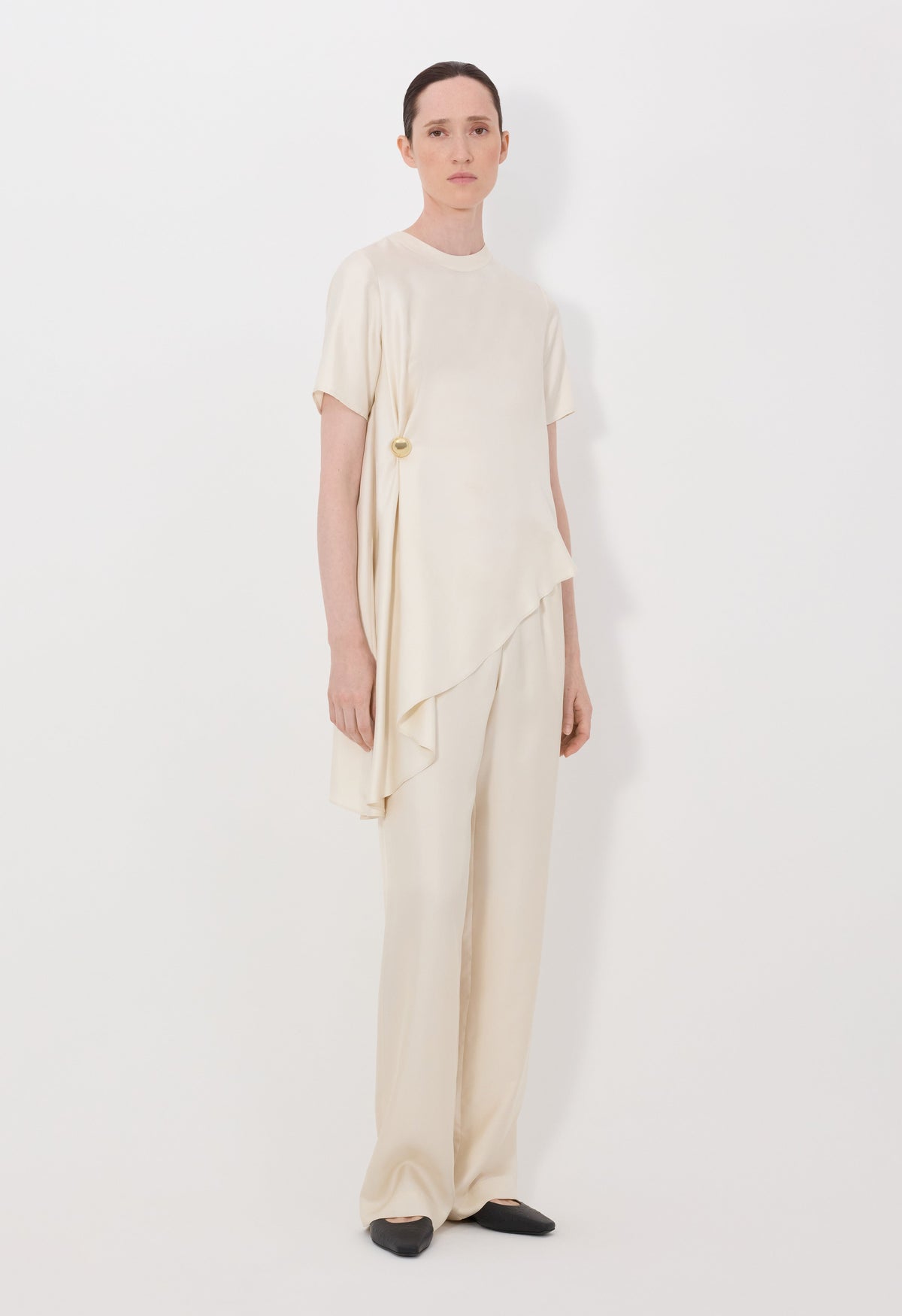 MADEA Asymmetric silk twill top