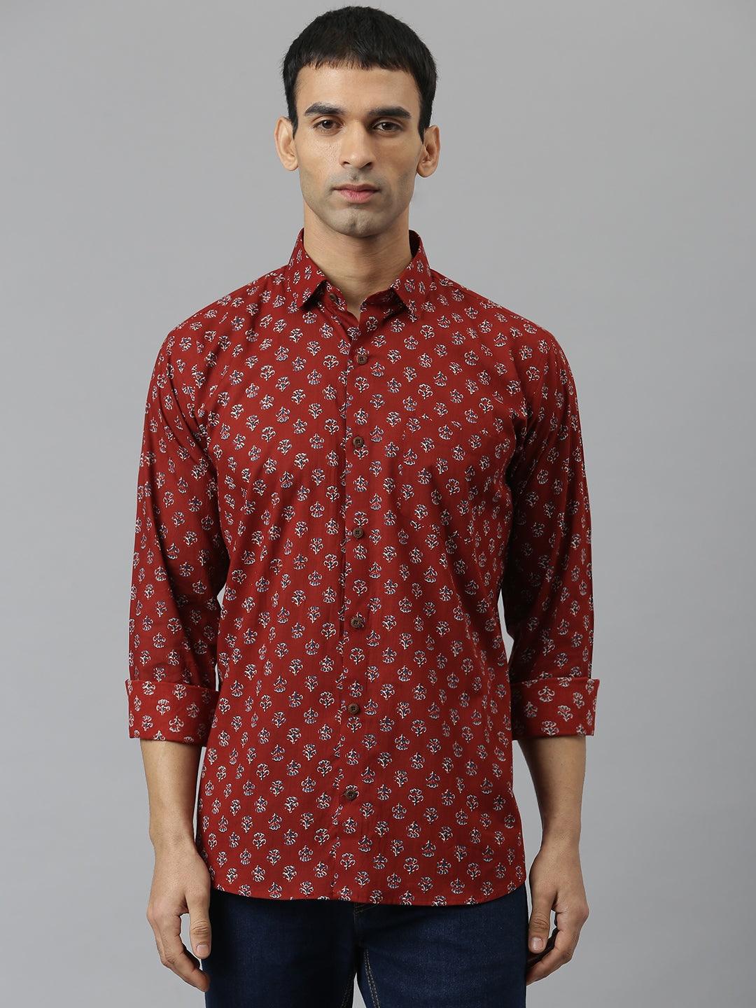 Millennial Men Maroon & Blue  Cotton  Full Sleeve  Shirt For Men-Mmf0279 | NOZ2TOZ - Made In INDIA.