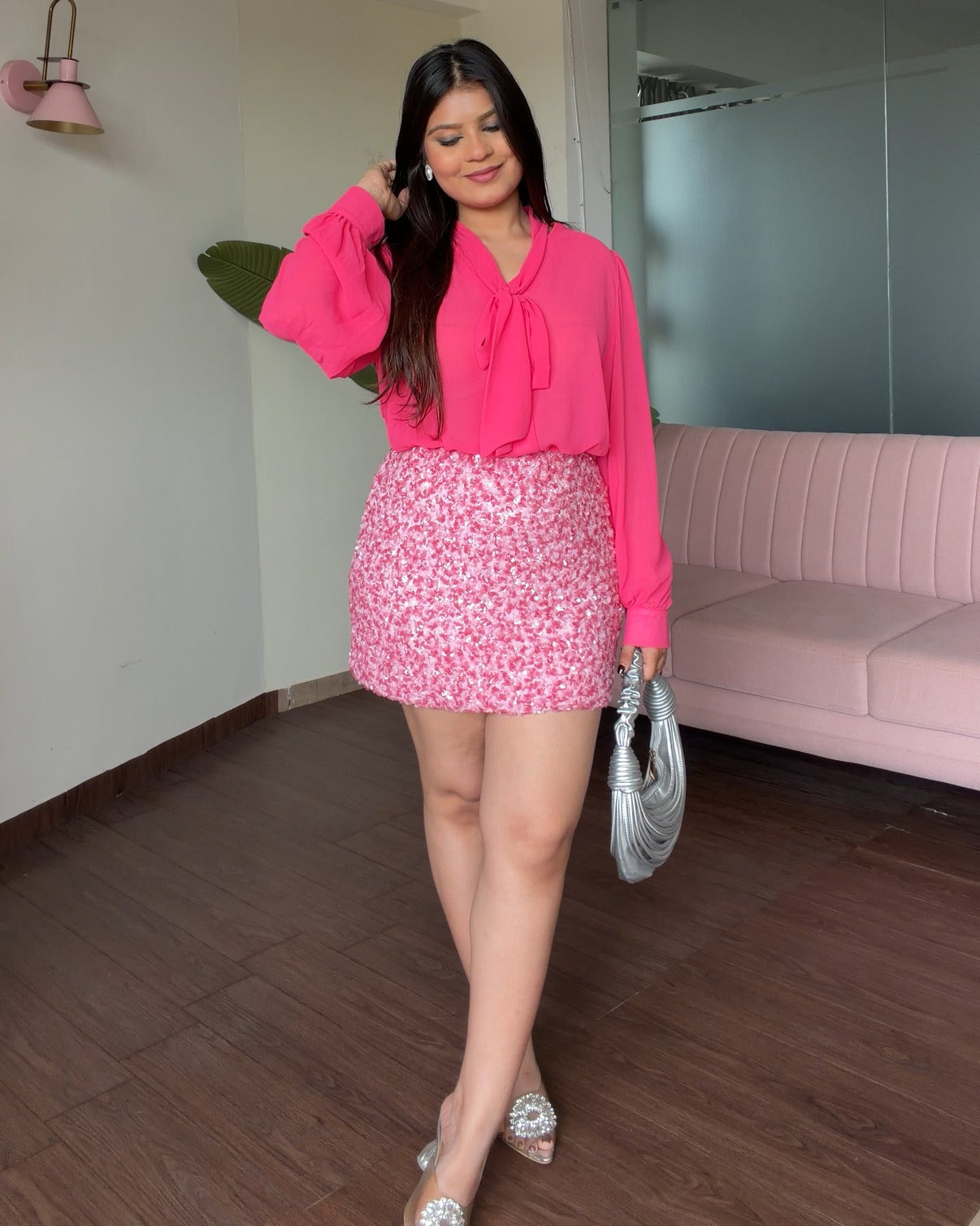 Chiffon Sheer Tie Up Blouse