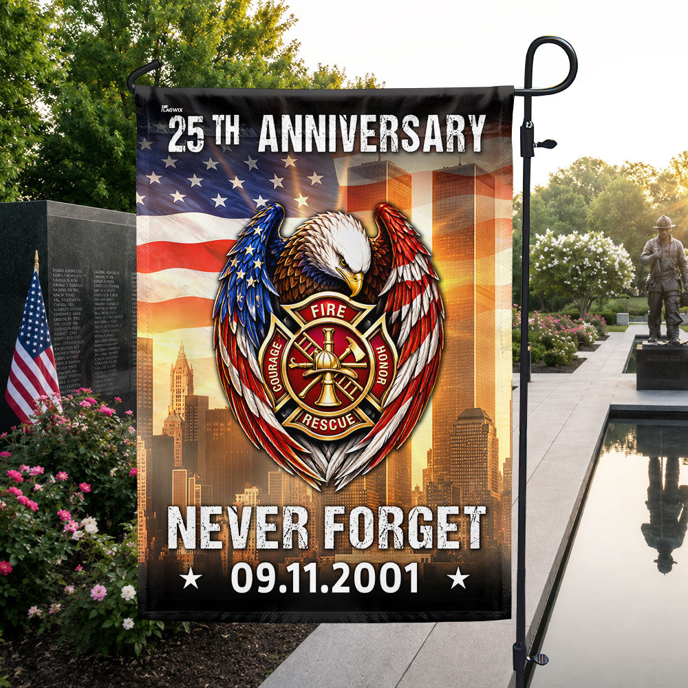 343 Firefighter Flag, 25th Anniversary Eagle Never Forget 9/11 US Flag