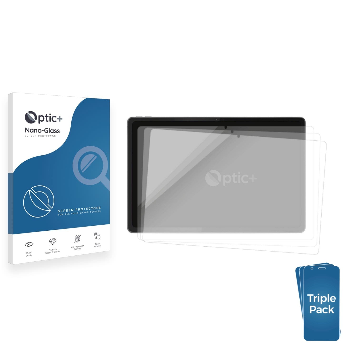 3-pack of Nano Glass screen protectors for Lenovo Idea Tab Plus 12.1"