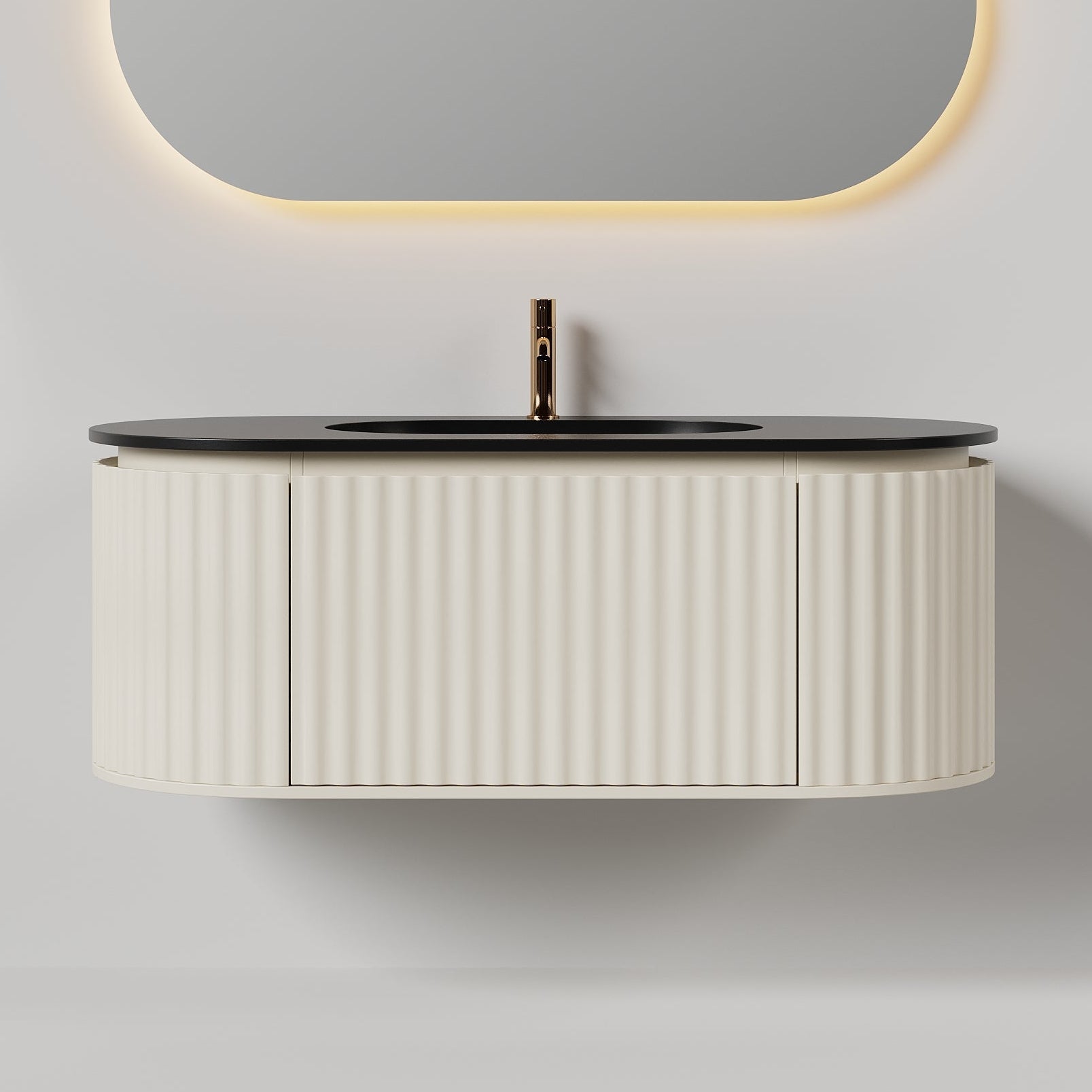 Nordic shape 120 beige m/sort matt servant