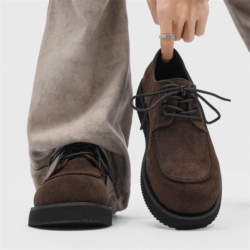 Platform Commuter Height Increasing Trendy Big Toe Derby Leather Shoes