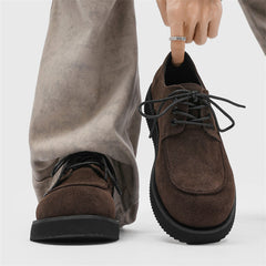 Platform Commuter Height Increasing Trendy Big Toe Derby Leather Shoes