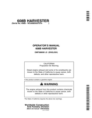John Deere 608B Tracked Harvesters Operator’s Manuals (OMF388690) Workshop Guide